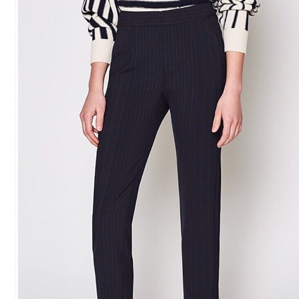 Joie Black Pinstripe Slim Cut High Rise‎ Trouser Style Pants Sz 2
